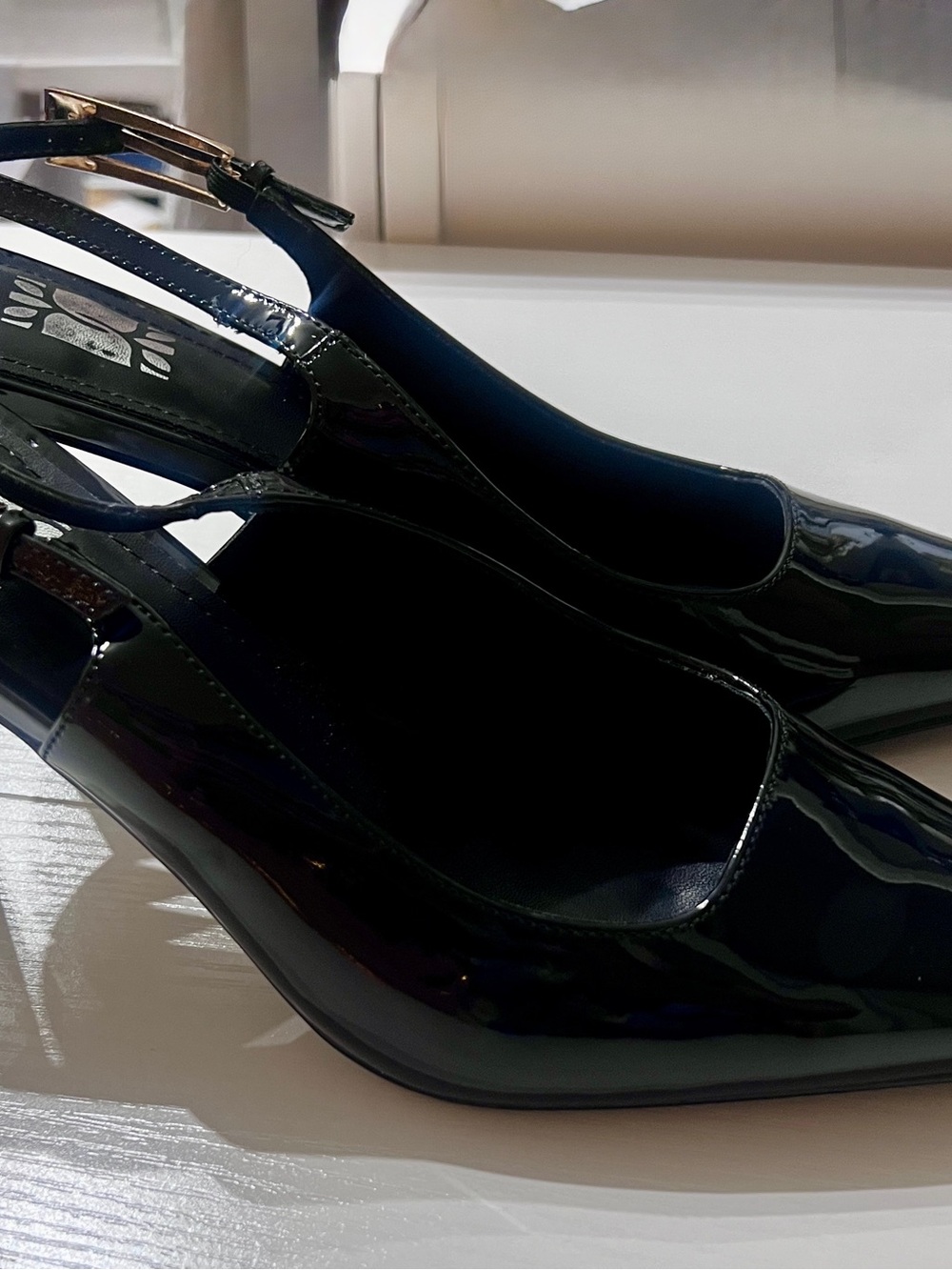Patent Slingback Pumps in Black - Sleek Women's Dress Heels